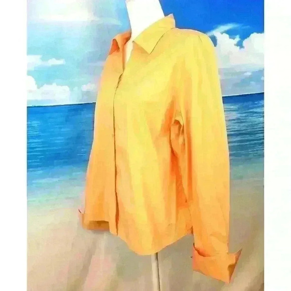 FORENZA Woman's PEACH Blouse FITTED Shirt Button Down STRETCH Top size XL 1x - Picture 2 of 4